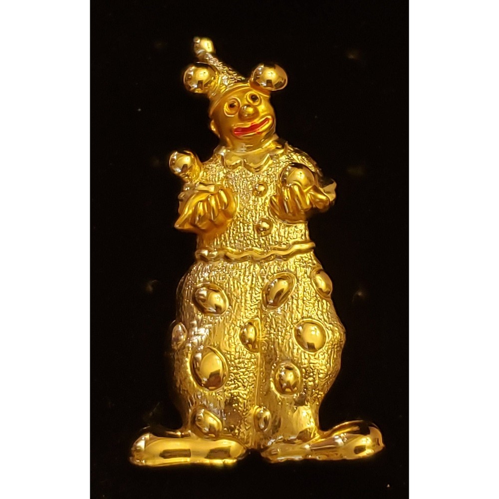 Vintage Jewelry Gold Colored Jovial Juggling Clown Circus Pin Brooch Pin